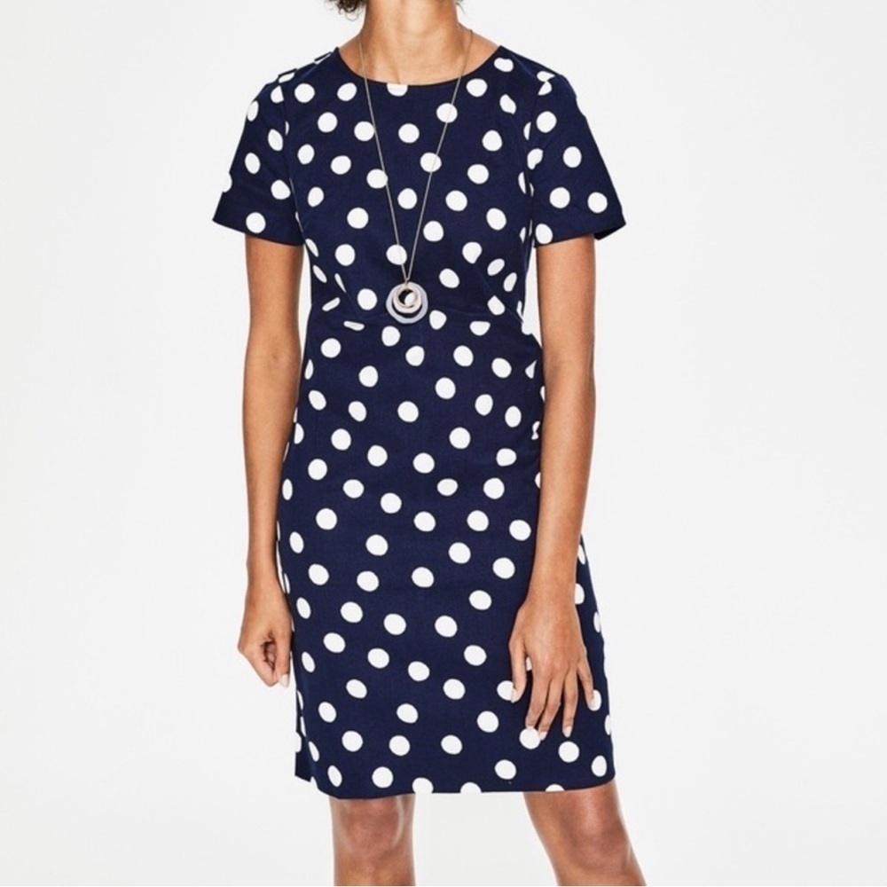 Boden Navy Polka Dot Short-Sleeve Mini Dress